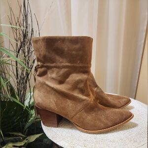 Sole Society Alexi Womens Wedge Bootie Ankle Boots Brown Suede Size 8.5like New